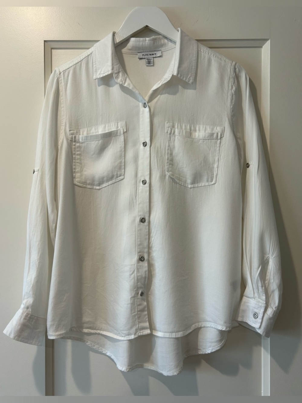 Pure Navy White Convertible Button Down Shirt Size M